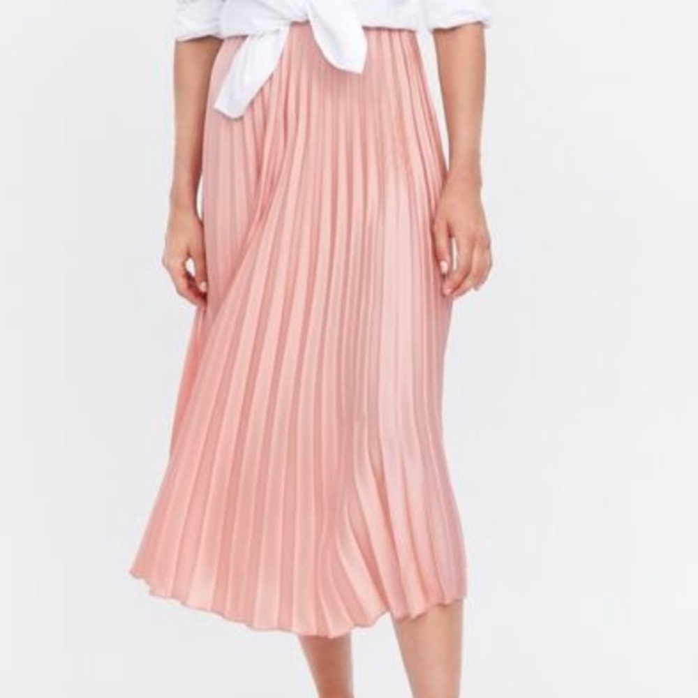 Zara Pink Pleated Midi Skirt